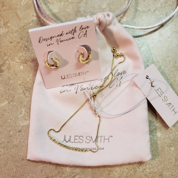 JULES SMITH 14K Gold Plated Daisy Chain Bracelet w/Huggie Hoop Earrings Set - Picture 6 of 14